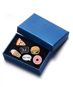 enamel pin with paper gift box